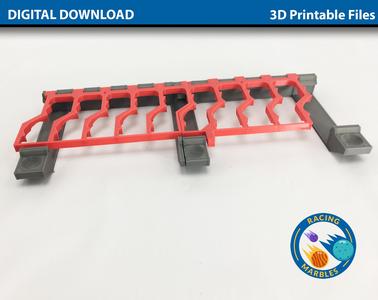 Manual Start Line for 20 marbles. Marble Sports Racing System - A Modular Marble Racetrack Toy
