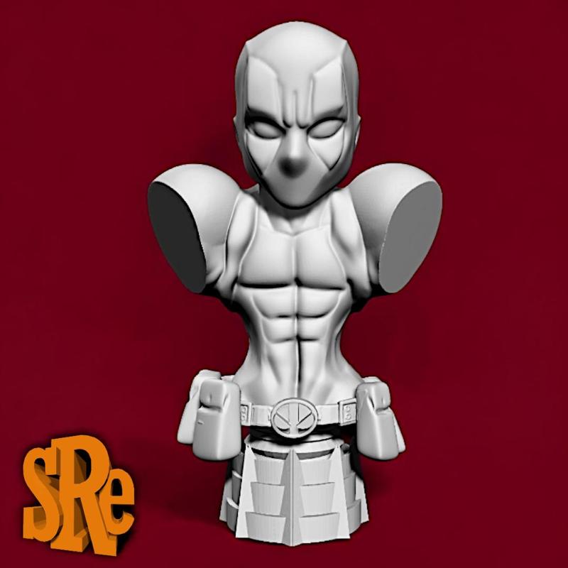 Stylized Deadpool Cartoon Bust