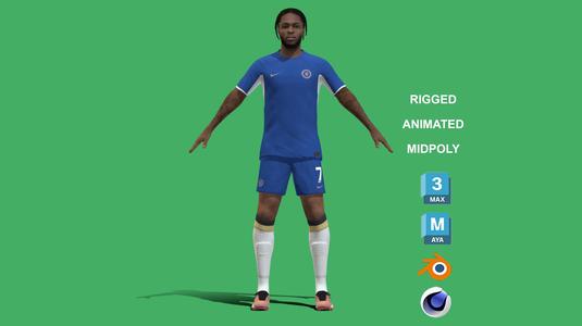 3D Rigged Raheem Sterling Chelsea 2024