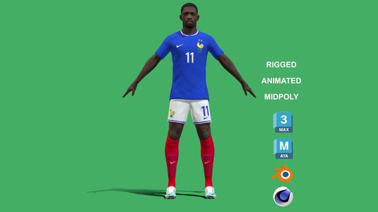 3D Rigged Ousmane Dembele France Euro 2024