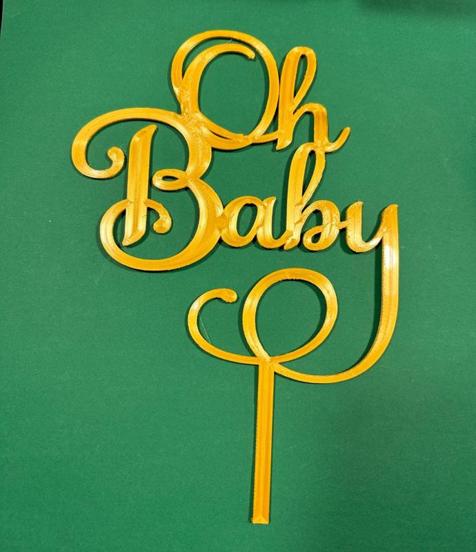 Oh Baby - Baby shower or gender reveal cake topper