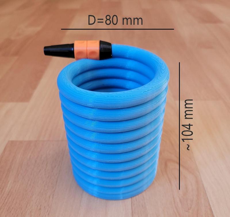 Water hose as pen holder in spiral shape
