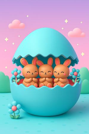 Cuddle Bunnies in Egg