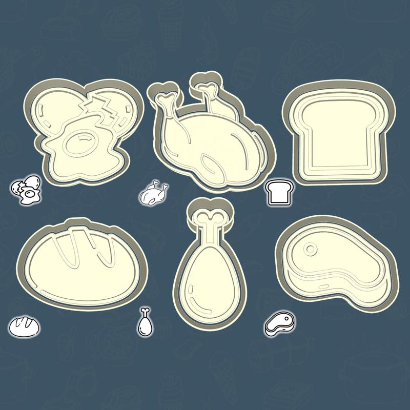 Food & drinks cookie cutters - protein power set / bundle - 6 pieces