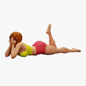 Happy Woman Lying on Floor 3D Print Model