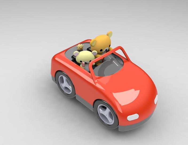 Rilakkuma and Karou in their red convertible