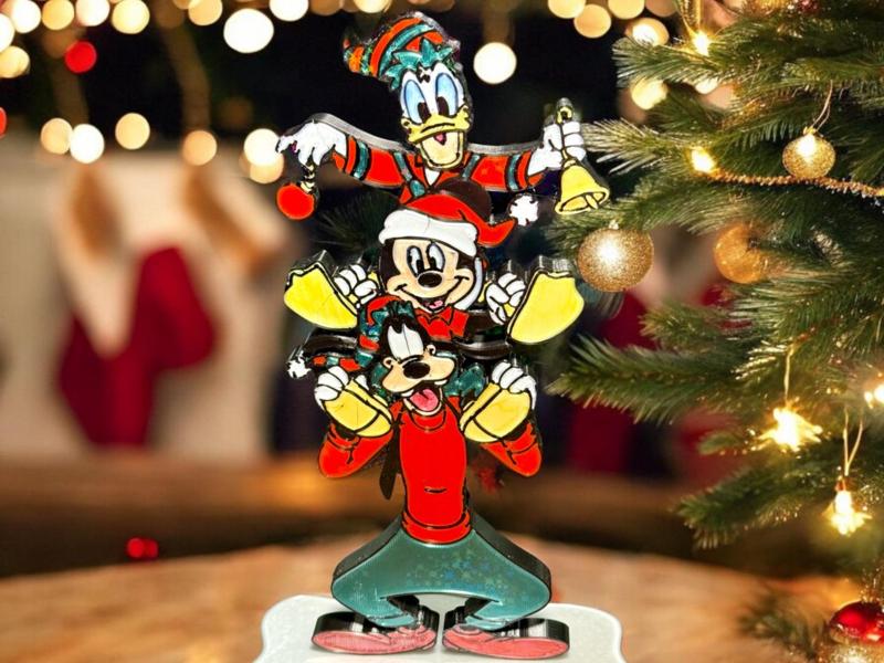Donald, Mickey and Goofy Christmas Totem Pole