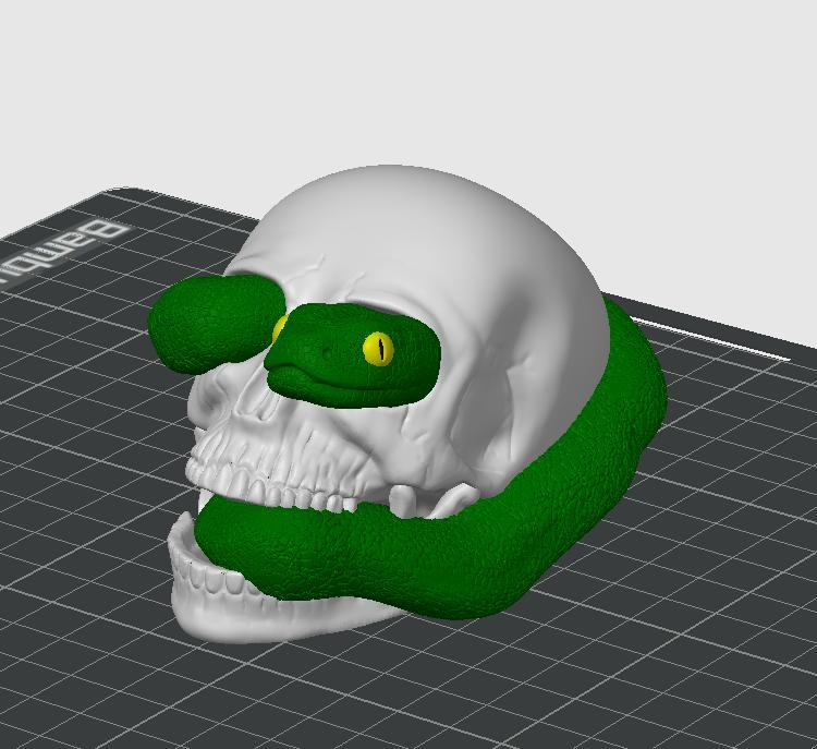 SKULL WITH SNAKE FIGURINE - POT
