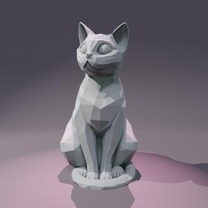 Regal Geometric Cat – Low Poly Statue