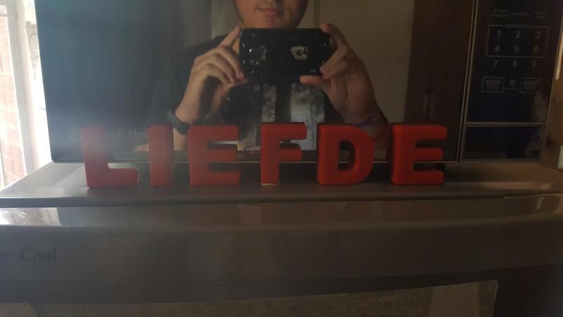 Letters spelling "LIEFDE" (Afrikaans of love)