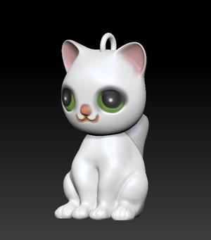 Cute Cat Keychain 3D STL File