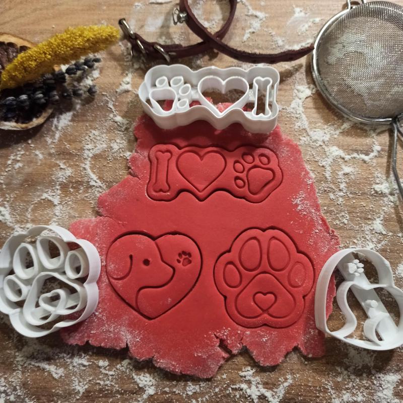 Pet Love Cookie Cutter Set, “Dog Face Paw - I Love Pet - Pet Paw” Fondant and Clay, Surprise for Animal Lovers, 3D STL File Digital Download
