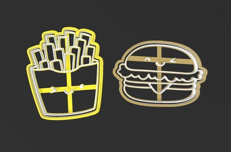Hamburger and French Fries, Perfect Cookie Cutter Match