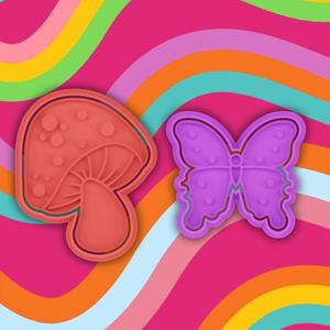 COOKIE CUTTER butterfly and mushroom set of 2