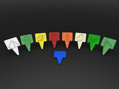 Small vegetable and fruit signs