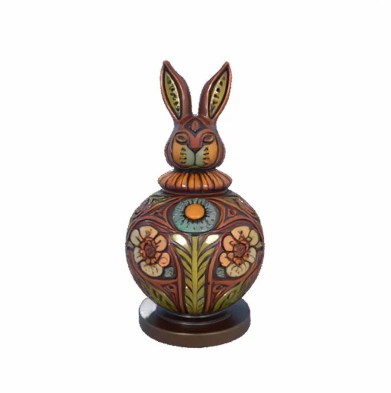 Rabbit Relic - 3D Printable Floral Totem Bunny Sculpture