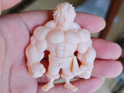 One Piece Muscle Luffy Action Figure Model, Scalable for Printing, Children's Toy, Collectible Ornament Model, One-Click Print-in-Place with Supports, Remove Supports Carefully