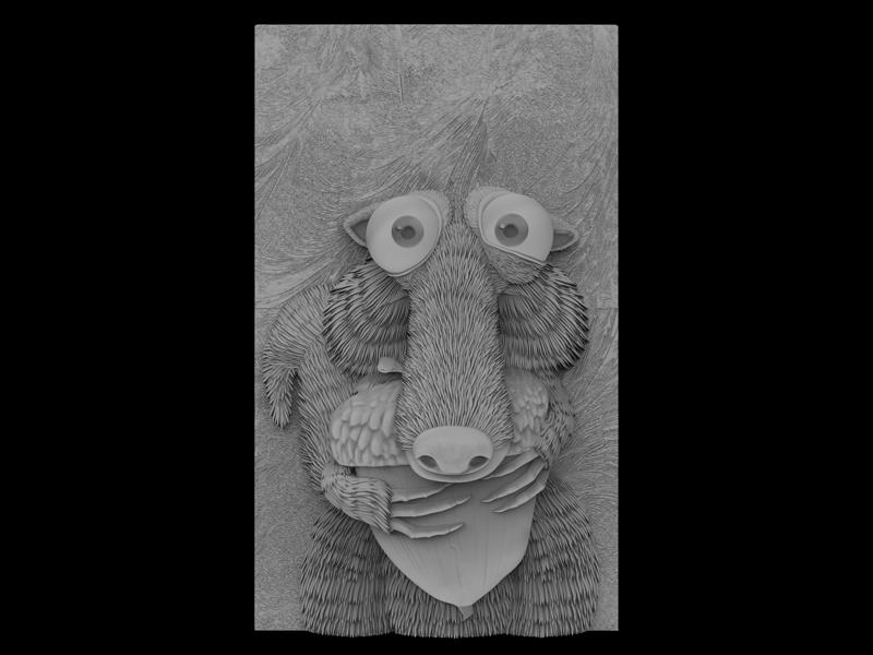 3D Model STL File for CNC Router/Laser & 3D Printer Ice Age Scrat