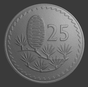 Cyprus, 25 Mils, Number Side, 3D Scan