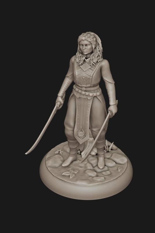 JAHEIRA DND MINIATURE | BALDURS GATE 3 | HALF ELF DRUID | BY DELTORVIK