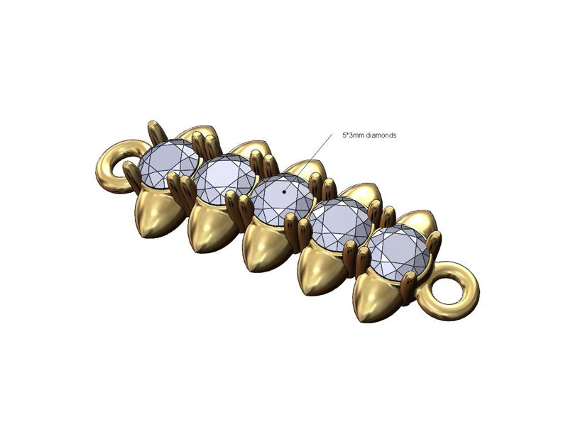 Spiked 3mm diamond pendant bracelet tag charm 3D print model