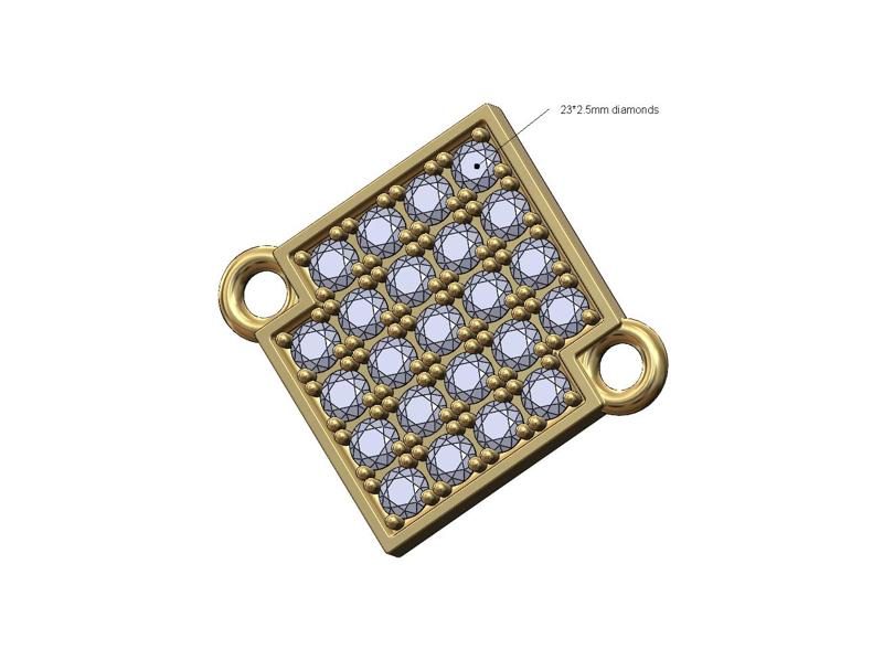 Diamond Lozenge plate bracelet charm and pendant 3D print model