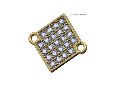 Diamond Lozenge plate bracelet charm and pendant 3D print model