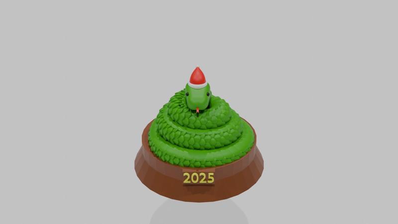 A New Year's snake on a stand.