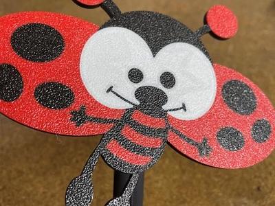 Cute Cartoon Lady Bug and Plant Stake