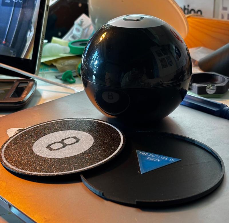 Magic 8 coasters & coaster holder