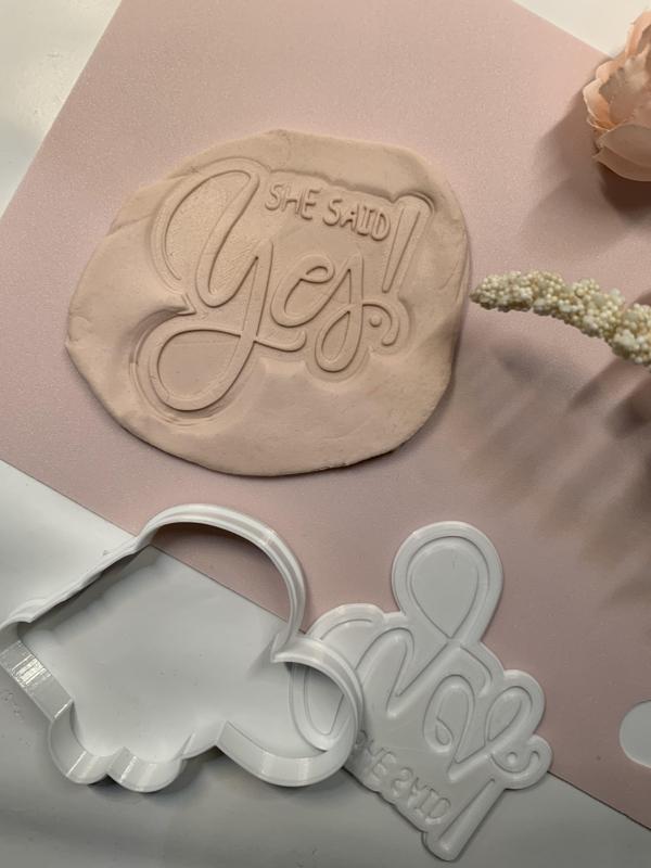 She said yes Cookie Cutter STL File Stamp, Engagement cookie cutter , STL, Proposal cookie cutter