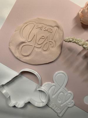 She said yes Cookie Cutter STL File Stamp, Engagement cookie cutter , STL, Proposal cookie cutter