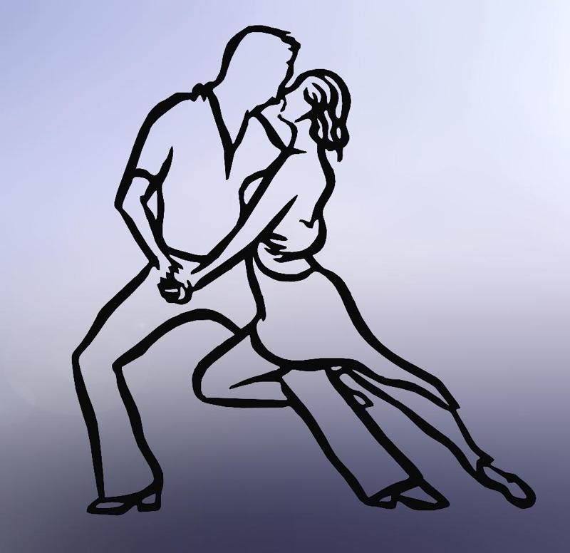 Dancing Couple: Elegant Line Art Illustration