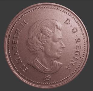 Canada, 1 Cent, Face Side, 3D Scan