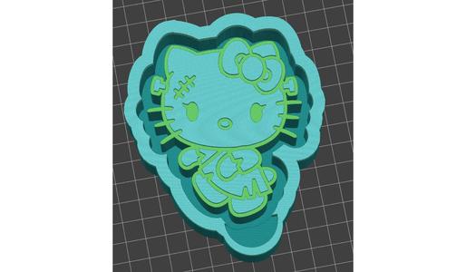 Kawaii Kitty Frankenstein Monster Zombie Halloween Freshie Hanging Air Freshener Mold STL 3D Print File / Housing for Silicone with Pull Tab