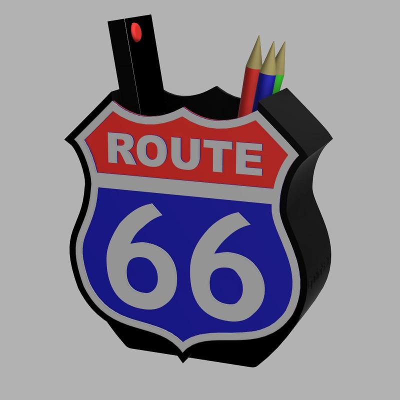 3D MULTICOLOR LOGO/SIGN DESK ORGANIZER -  Route 66