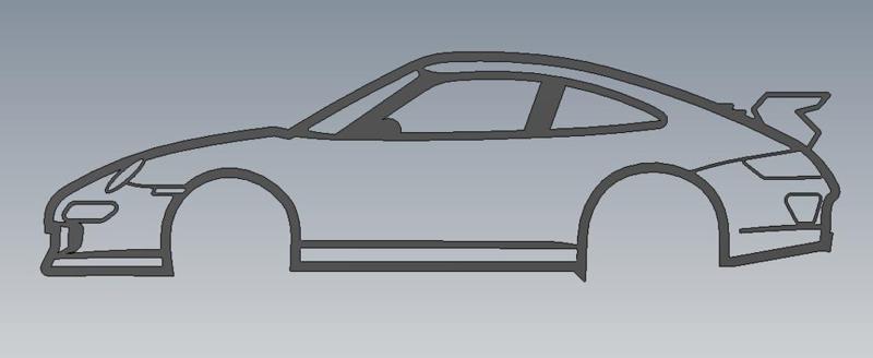 Porsche 911 997 GT3 Outline Wallart