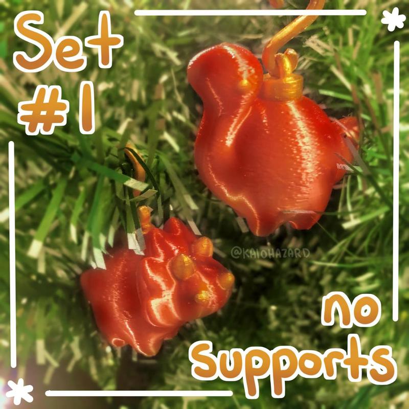 Triceratops and Brontosaurus Dino Christmas Ornaments [set 1]