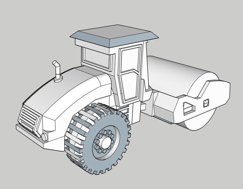 Drum Vibratory Soil Compactor (Scale 1:100)