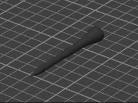 Golf tee (thickened top half for strength)