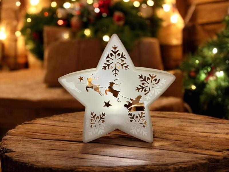 Christmas star LED candle holder