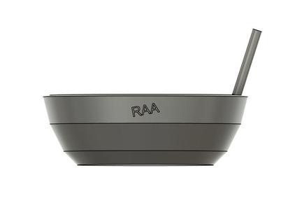 Ice cream bowl with a straw.