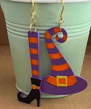 Halloween earrings witch hat and leg