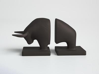 Bull Book End Holder Sculpture