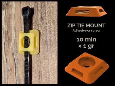 Zip Tie Mount | Low Profile  (adhesive or screw)
