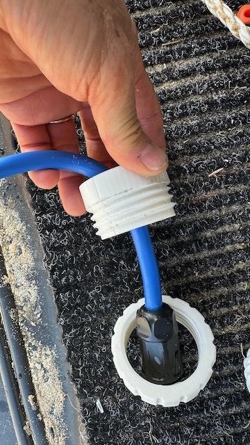 Plug that fit on a waterproof bag to pass large connector