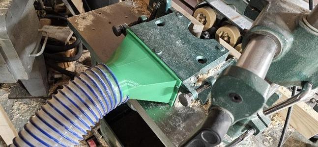 Dust collection transition hood for Grizzly 1026 wood shaper