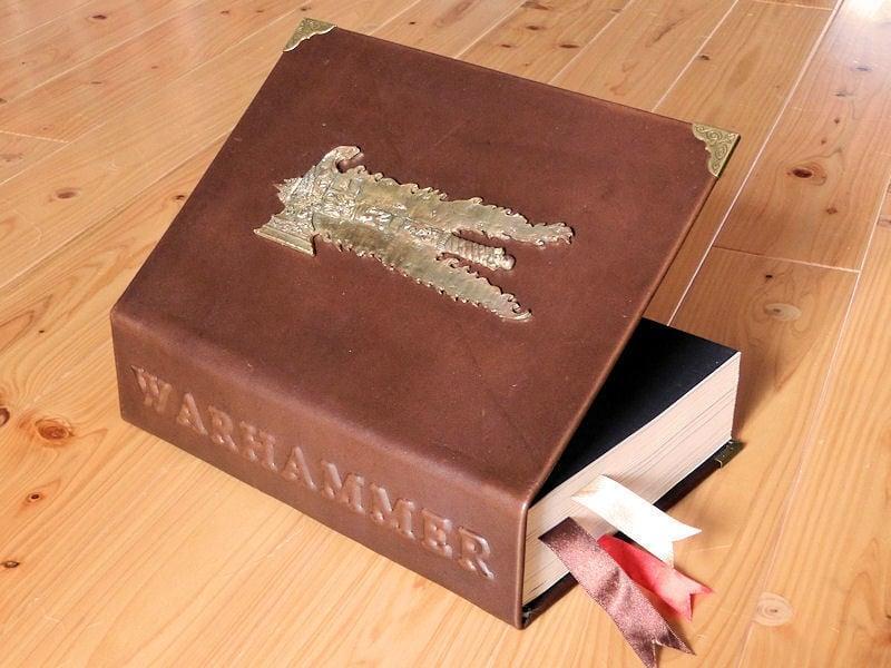 Warhammer embossing plate for book spine leather