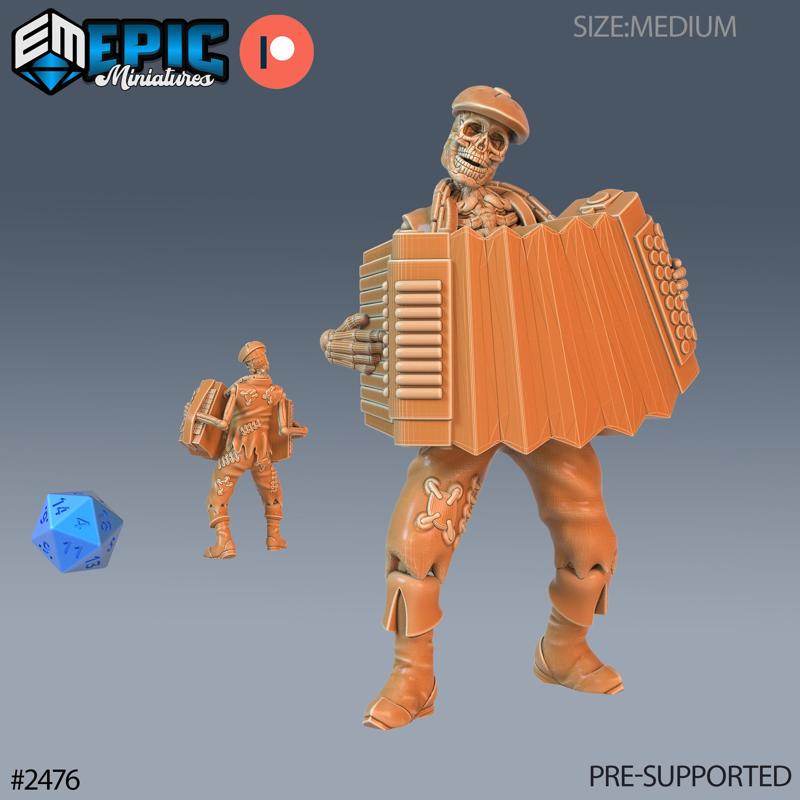 Skeleton Musician Accordion / Undead Music Performer / Walking Dead / Evil Army / Graveyard Encounter