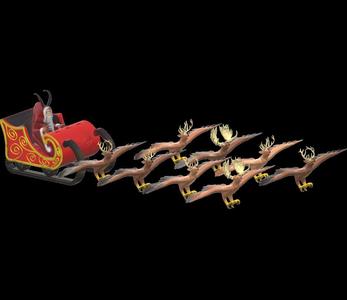 Krampus and his sleigh pulled by 8 medium perytons